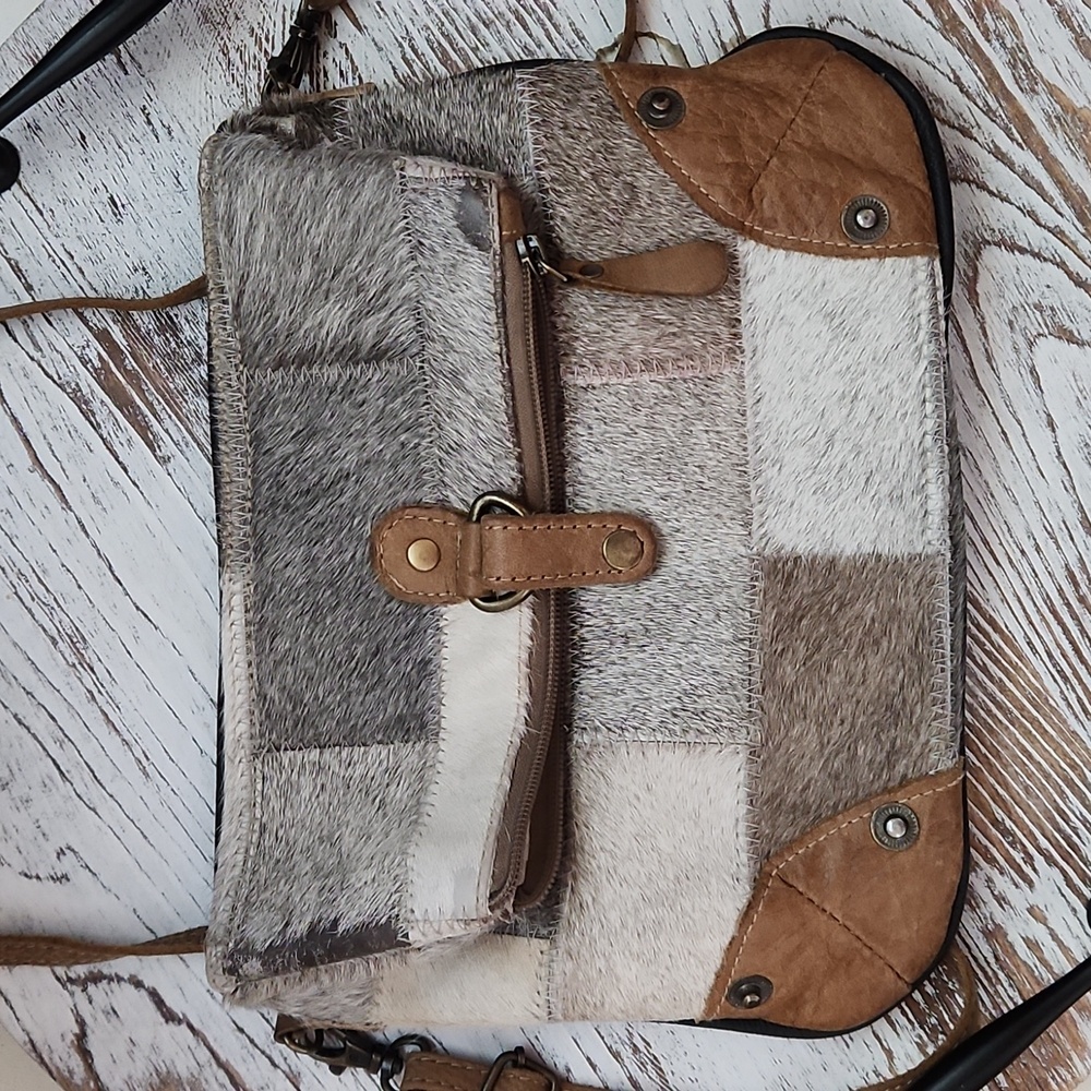 Myra Patchwork Cowhide Purse